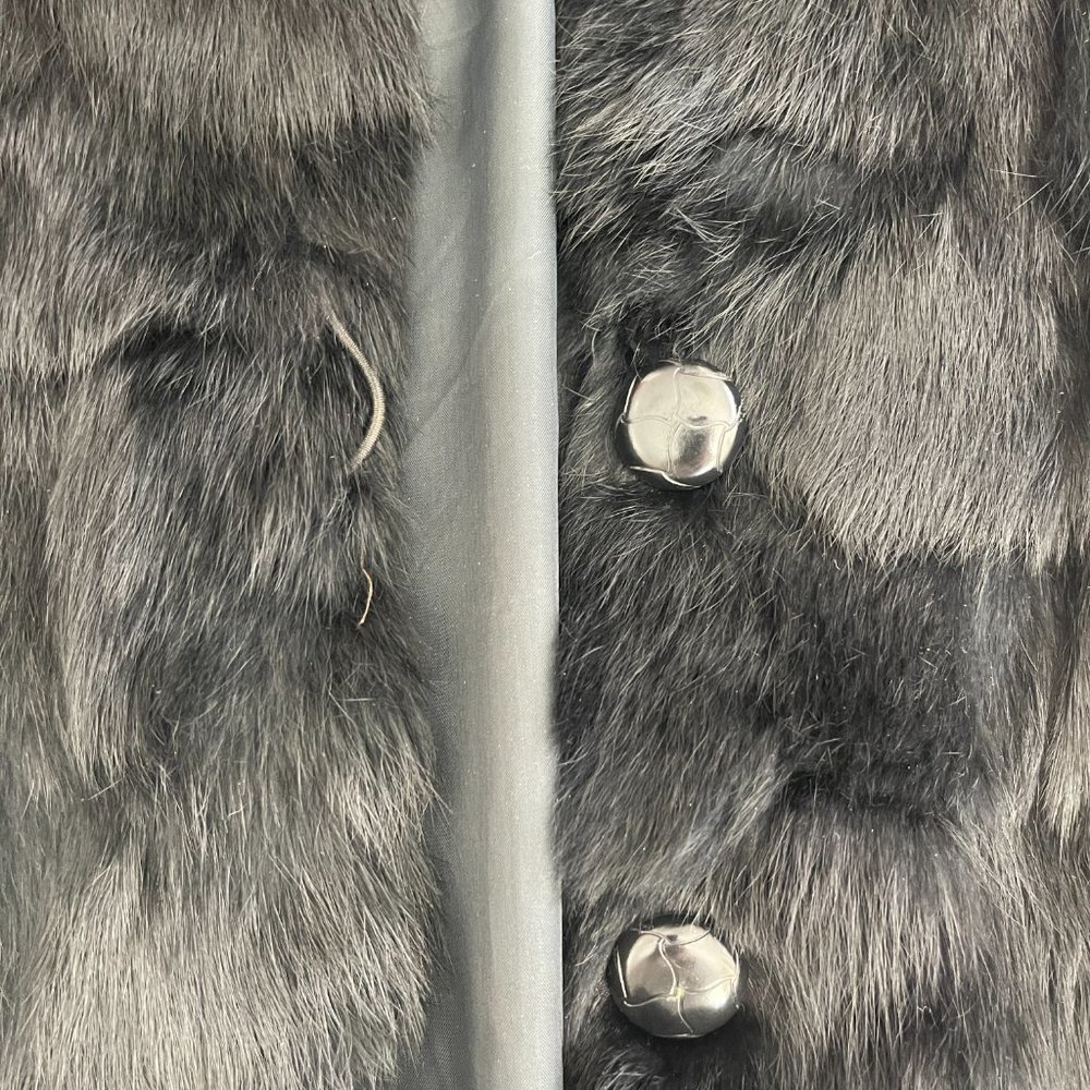 VINTAGE Black Rabbit Fur Jacket - Picture 6 of 10